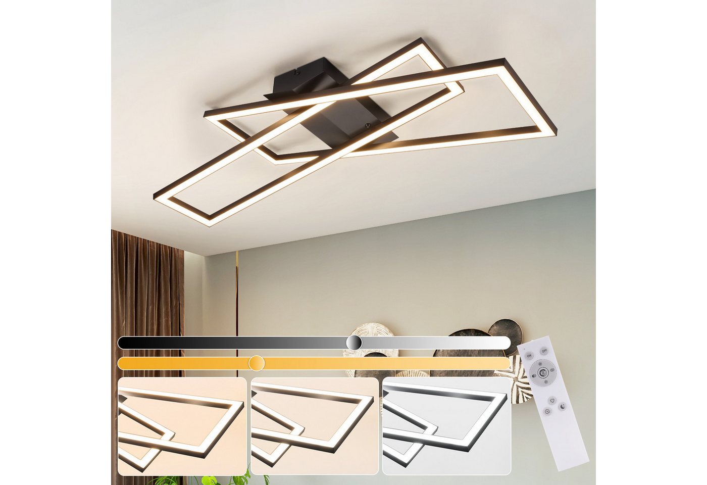 ZMH LED Deckenleuchte Deckenlampe Moderne 67/75cm Wohnzimmer Esszimmer CCT/mit FB, LED fest integriert, 3000-6500K, Timer-Funktion Schlafzimmerlampe mit Fernbedienung Bild 3