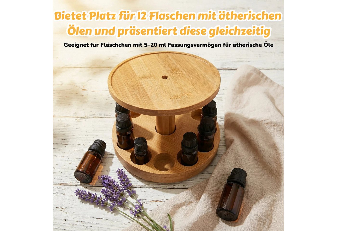 BlingBin Ablageregal Aromatherapie-Öl-Halter Ätherisches Öl Display Ständer Holzorganisator, 2er Set 2-tlg., 2-stöckiger Ölkasten-Aufbewahrungsregal für Ätherische Öle und Duftöle Bild 3