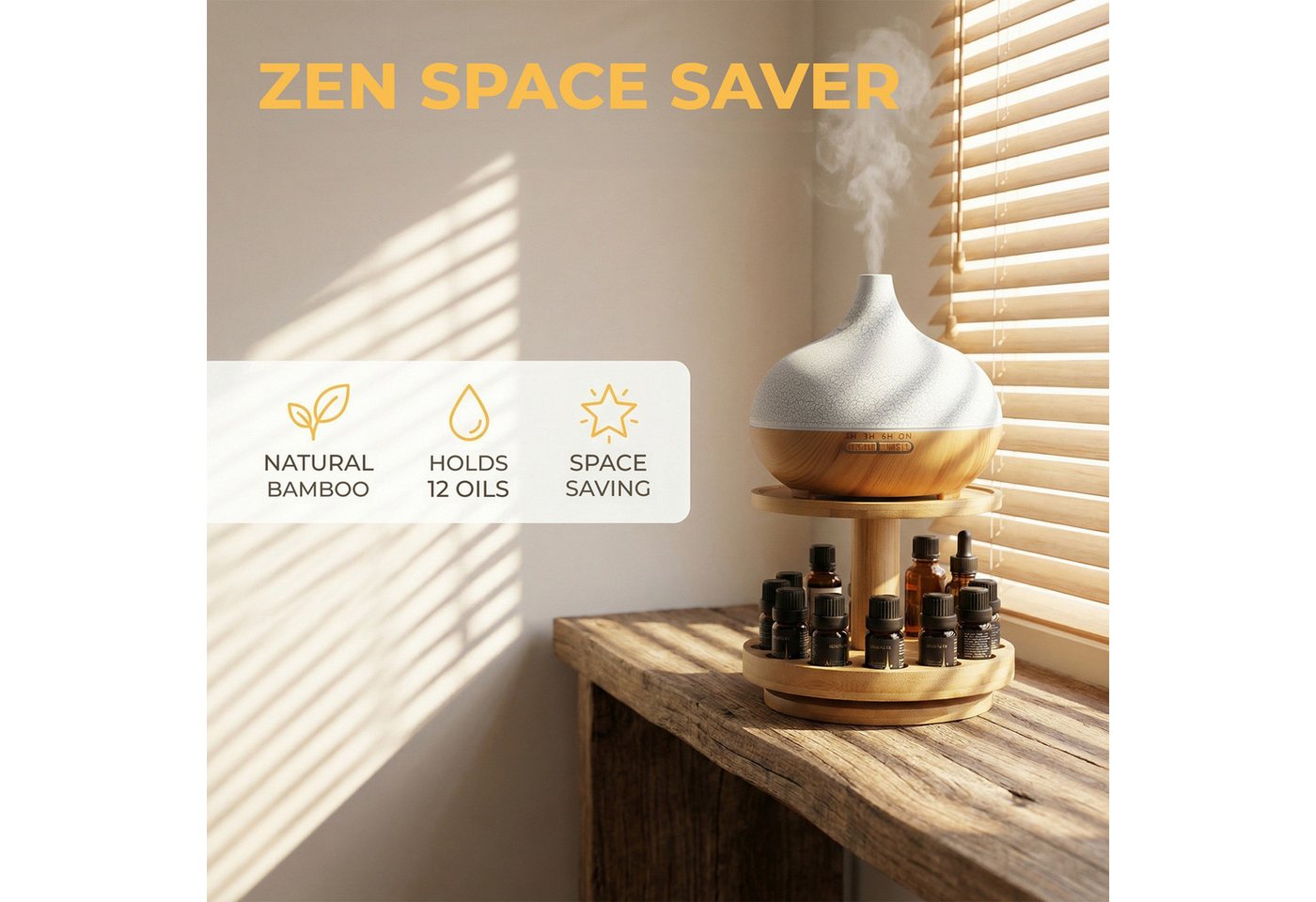 BlingBin Ablageregal Aromatherapie-Öl-Halter Ätherisches Öl Display Ständer Holzorganisator, 2er Set 2-tlg., 2-stöckiger Ölkasten-Aufbewahrungsregal für Ätherische Öle und Duftöle Bild 4