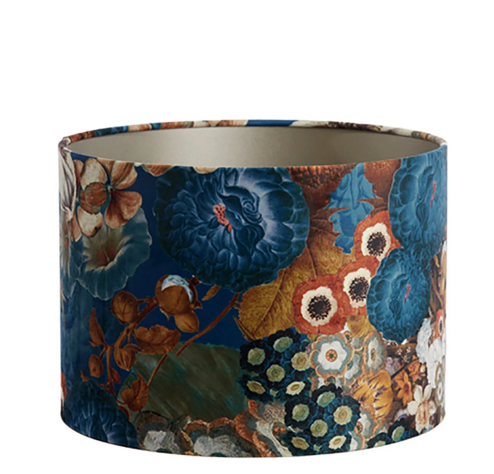 Dirk Davids Leuchten GmbH Lampenschirm Lampenschirm in Velours mit Blumen Motiven in Blau Zylinder 40-40-30, Zeitlose Eleganz Bild 2