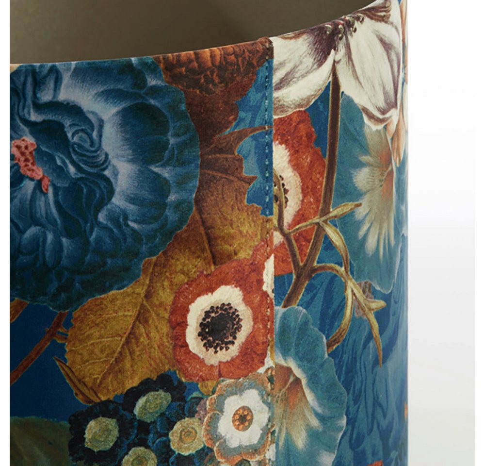 Dirk Davids Leuchten GmbH Lampenschirm Lampenschirm in Velours mit Blumen Motiven in Blau Zylinder 40-40-30, Zeitlose Eleganz Bild 3