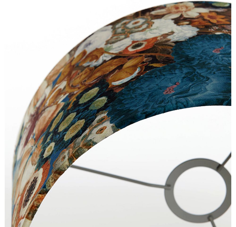 Dirk Davids Leuchten GmbH Lampenschirm Lampenschirm in Velours mit Blumen Motiven in Blau Zylinder 40-40-30, Zeitlose Eleganz Bild 5