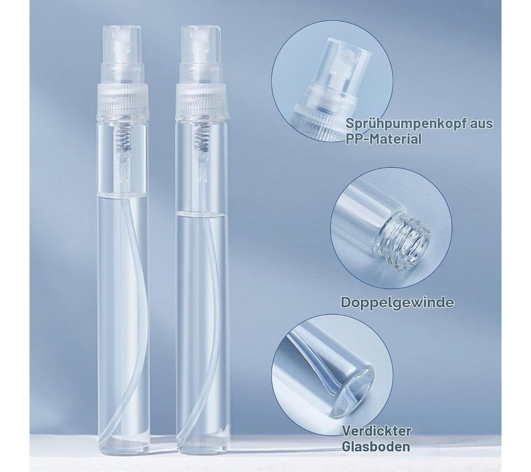 Benecreat Sprühflasche 25er Set Mini Sprühflaschen 10 ml Feinnebel Zerstäuber Glas Reisegröße, (25-teiliges Mini-Sprühflaschen-Set 10 ml für Kosmetik und Parfüm, 25-tlg., 25 Mini-Sprühflaschen mit 10 ml für Kosmetik, Parfüm und Reisen), 25 Mini-Sprühflaschen mit 10 ml, nachfüllbar und kompakt für Reisen Bild 5