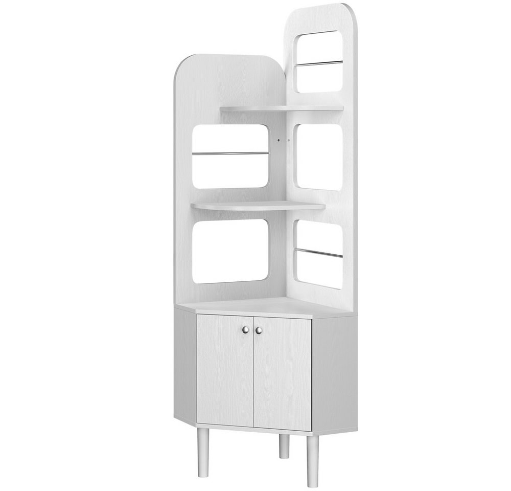 Yaheetech Bücherregal Eckregal mit Schrank & 3 Ablagen, Platzsparendes Standregal in Dreiecksform für Wohnzimmer Bild 5