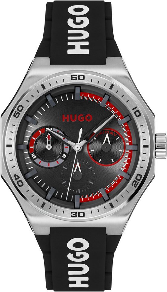 HUGO Multifunktionsuhr #GRAIL SPORT 1530397, Quarzuhr, Armbanduhr, Herrenuhr, Silikonarmband, analog