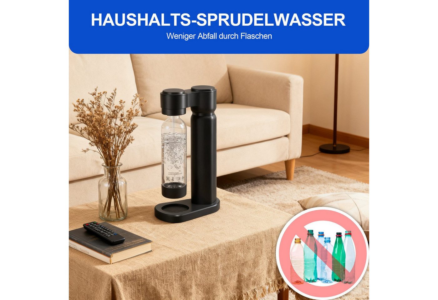 OZAVO Wassersprudler Wassersprudler SDS-160 Trinkwassersprudler mit 1 L Wasserflasch, Soda Sprudelwasser Maschine Soda Maker ohne CO2 Flasche BPA-Freier Bild 5