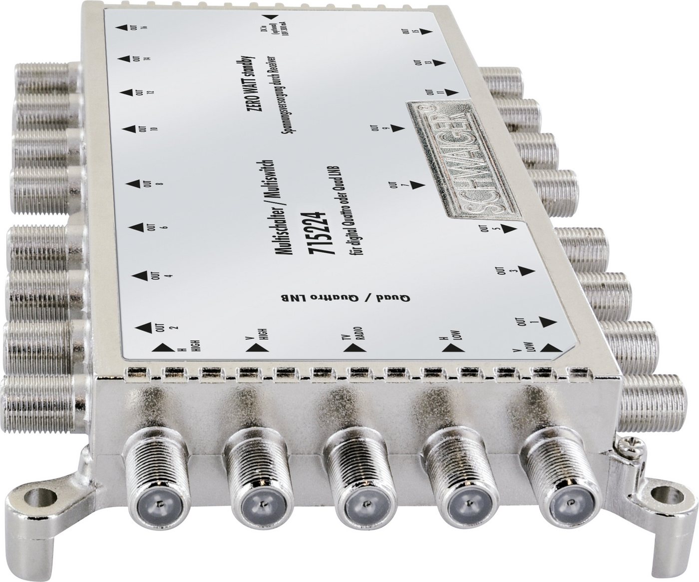 Schwaiger SAT-Multischalter 715224 (verteilt 1 Satellitenpositionen auf 16 Ausgänge), unabhängige Programmvielfalt für alle Teilnehmer