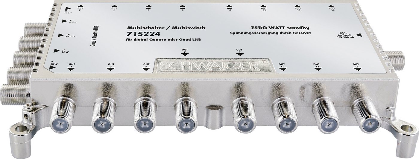 Schwaiger SAT-Multischalter 715224 (verteilt 1 Satellitenpositionen auf 16 Ausgänge), unabhängige Programmvielfalt für alle Teilnehmer Bild 2