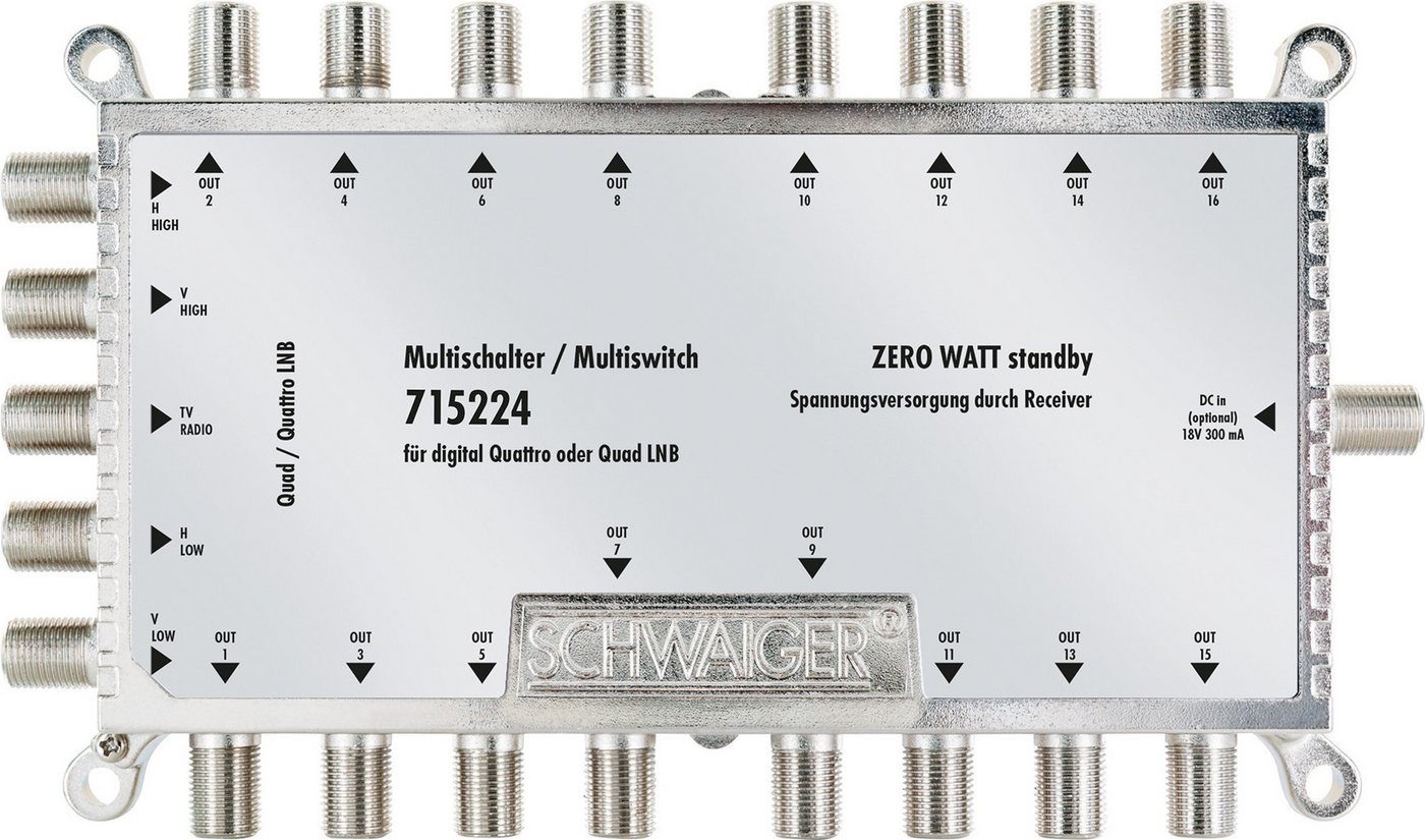 Schwaiger SAT-Multischalter 715224 (verteilt 1 Satellitenpositionen auf 16 Ausgänge), unabhängige Programmvielfalt für alle Teilnehmer Bild 3