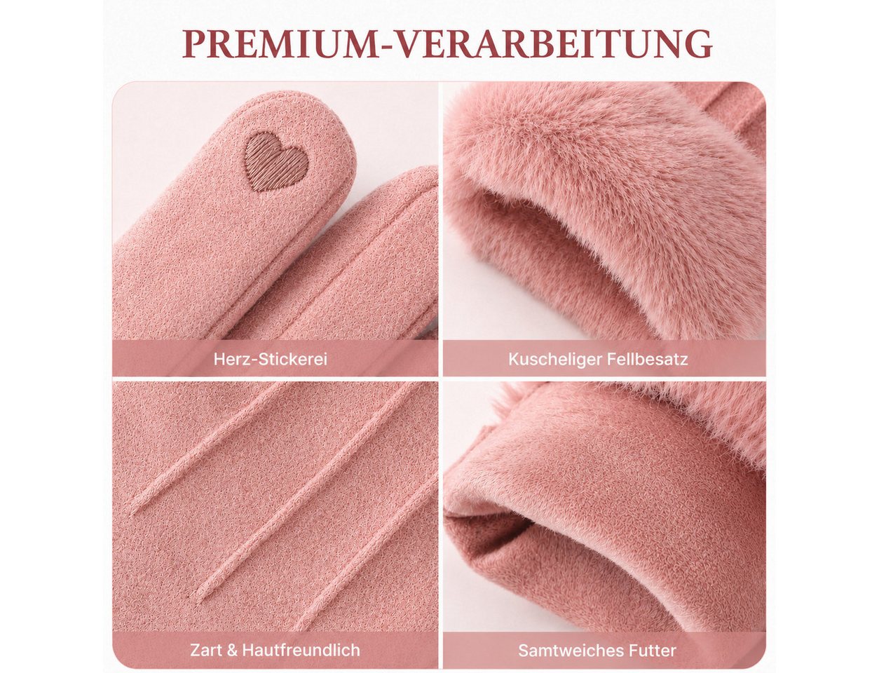 nsihing Thermohandschuhe Damen Winterhandschuhe, Warme Handschuhe aus Kaschmirimitat Gefüttert & Winddicht, Touchscreen Handschuhe für Outdoor & Fahrrad Bild 4