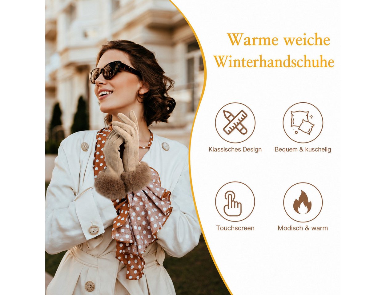 nsihing Thermohandschuhe Damen Winterhandschuhe, Warme Handschuhe aus Kaschmirimitat Gefüttert & Winddicht, Touchscreen Handschuhe für Outdoor & Fahrrad Bild 5