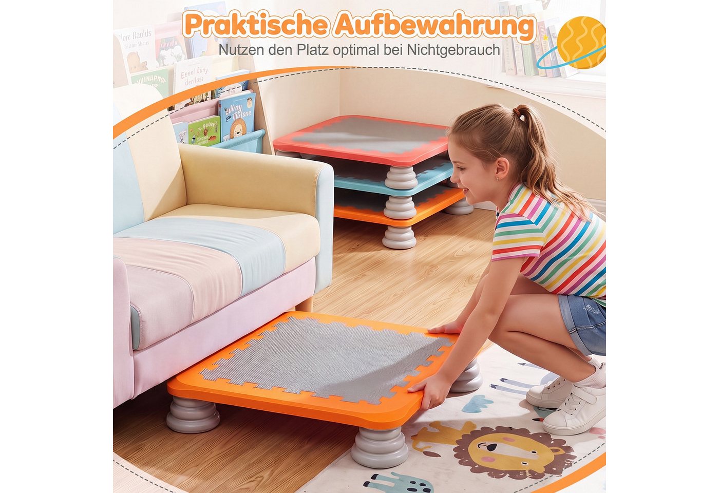 COSTWAY Kindertrampolin Mini Trampolin für Kinder, Trainingsgerät für Gleichgewicht & Koordination