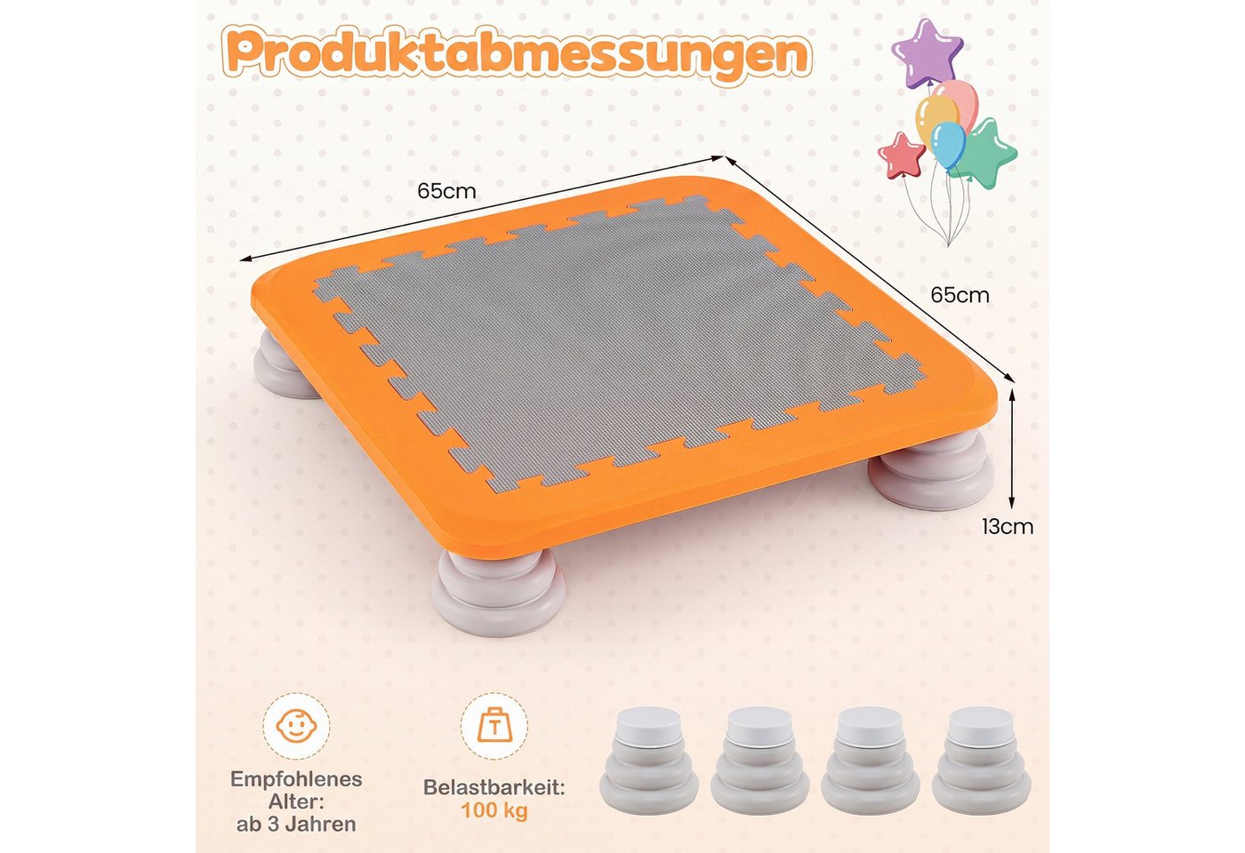 COSTWAY Kindertrampolin Mini Trampolin für Kinder, Trainingsgerät für Gleichgewicht & Koordination Bild 3