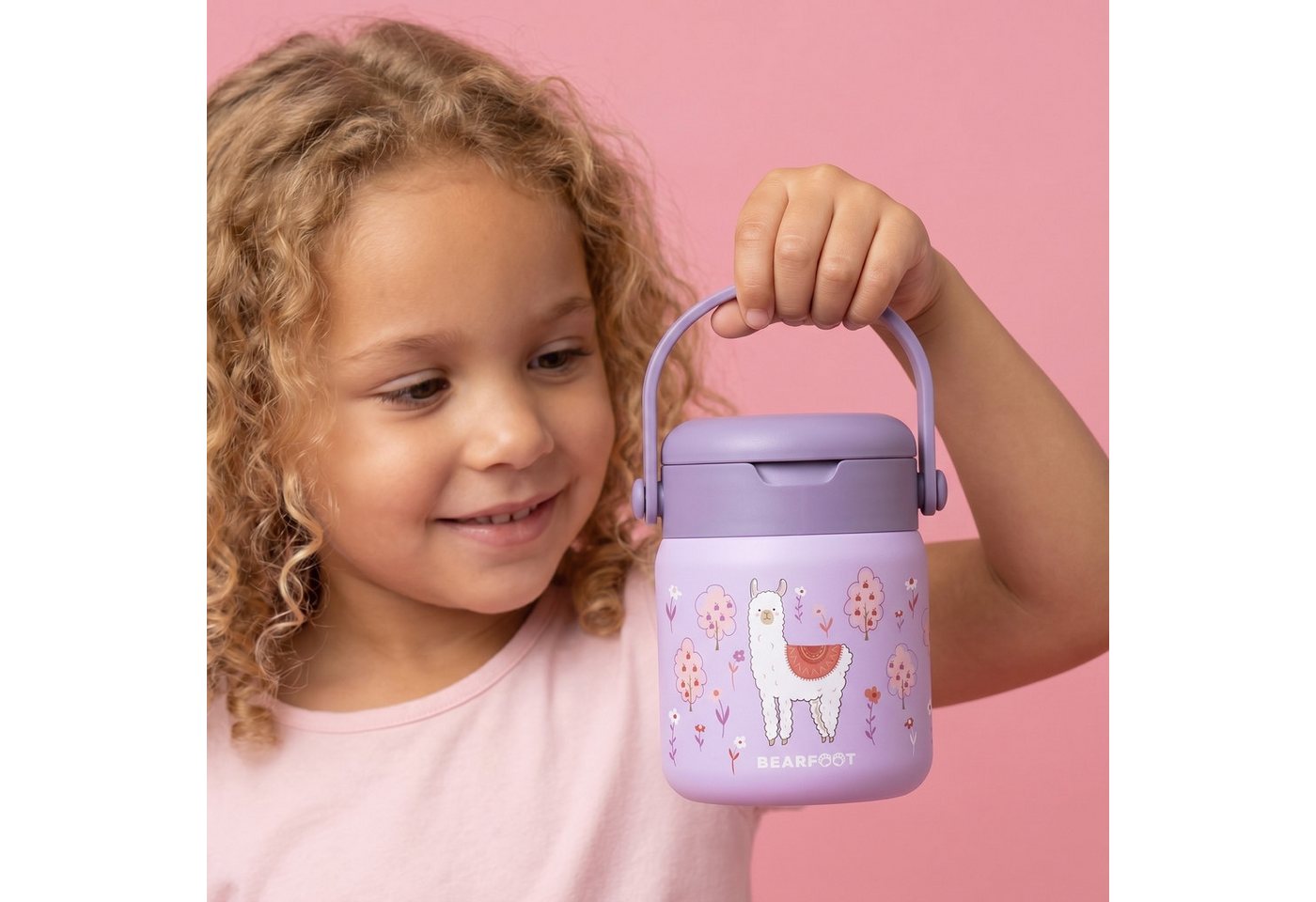 BEARFOOT Trinkflasche Thermobehälter Kinder Edelstahl - Lama lila, Thermobehälter, auslaufsicher, Edelstahl, Food jar, BPA-frei Bild 2