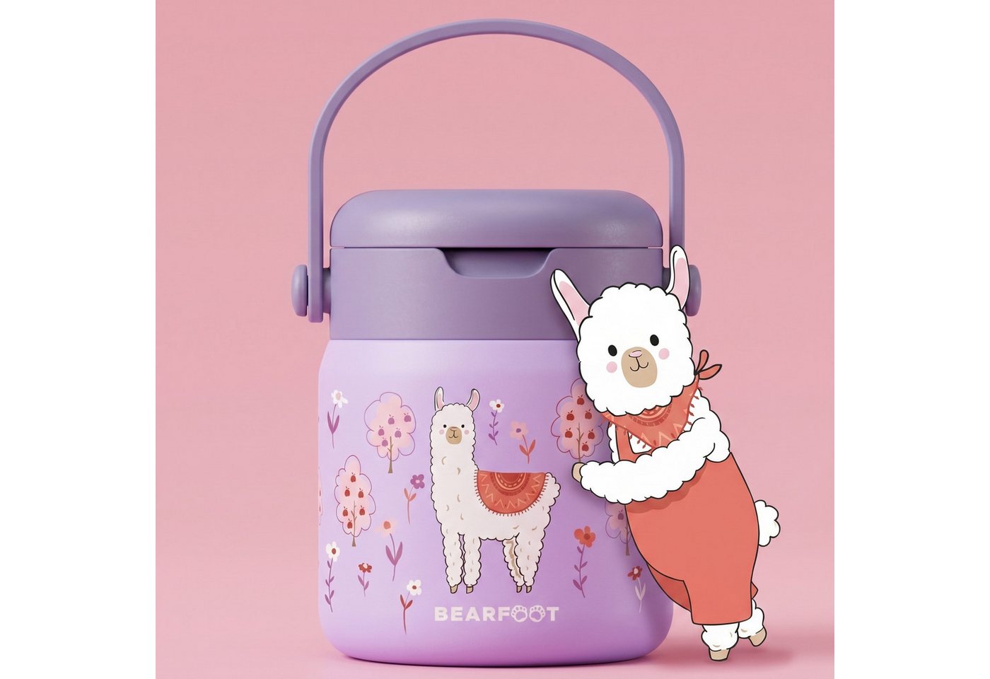 BEARFOOT Trinkflasche Thermobehälter Kinder Edelstahl - Lama lila, Thermobehälter, auslaufsicher, Edelstahl, Food jar, BPA-frei Bild 4