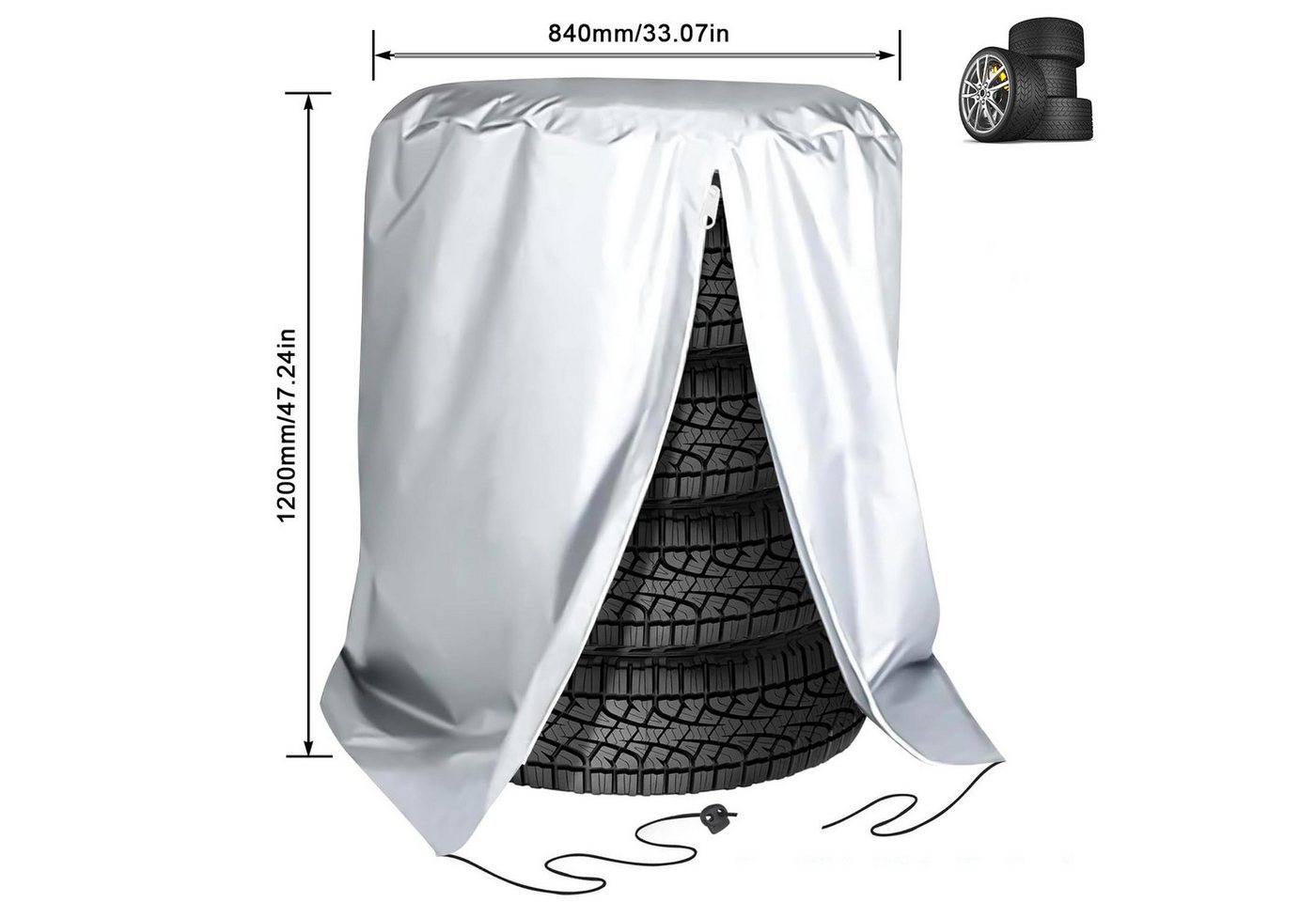 FOUORTUNATE-BEE Reifentasche Reifentaschen Set für 4Reifen mit Reißverschluss Wasserdicht 84x120 cm, Reifenschutzhülle für Sommer Winter Lagerung Garage Transport Auto