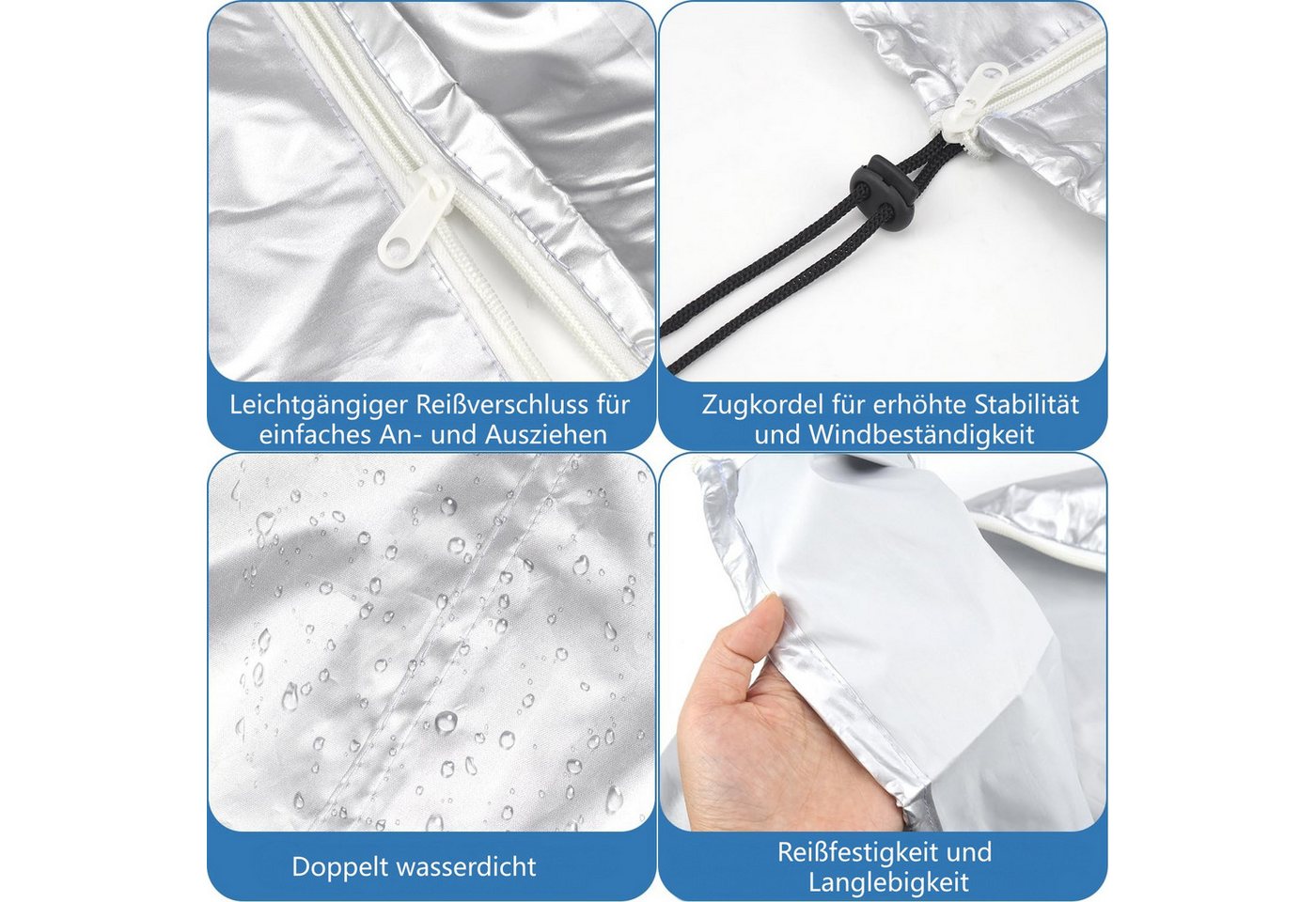 FOUORTUNATE-BEE Reifentasche Reifentaschen Set für 4Reifen mit Reißverschluss Wasserdicht 84x120 cm, Reifenschutzhülle für Sommer Winter Lagerung Garage Transport Auto Bild 4
