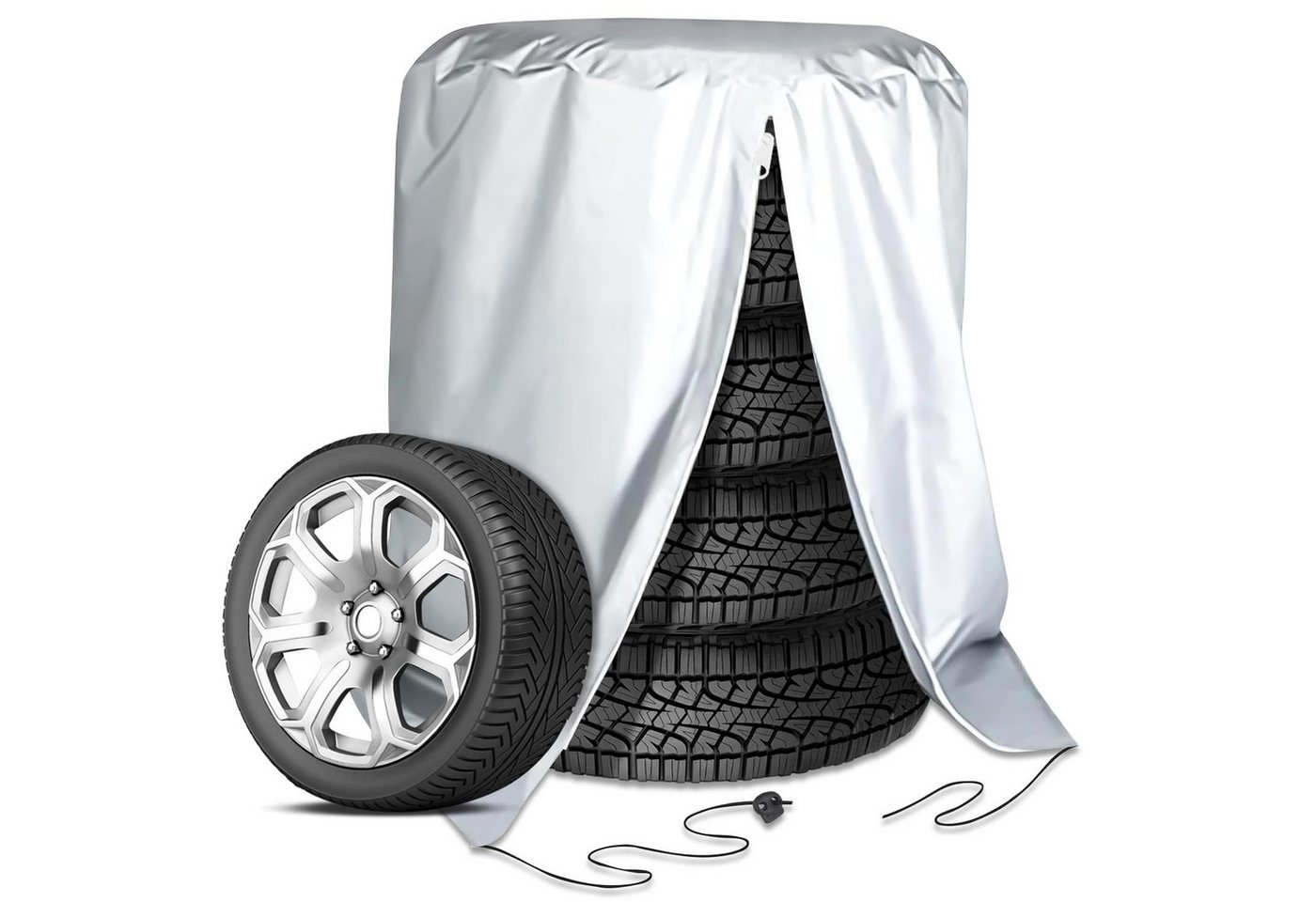 FOUORTUNATE-BEE Reifentasche Reifentaschen Set für 4Reifen mit Reißverschluss Wasserdicht 84x120 cm, Reifenschutzhülle für Sommer Winter Lagerung Garage Transport Auto Bild 5