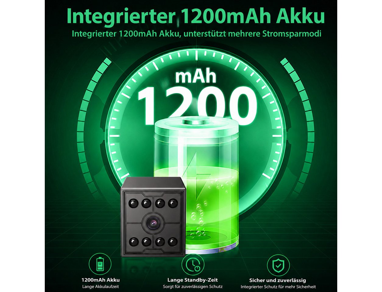 Fyrove Überwachungskamera Mini WLAN Überwachungskamera Innen 1080P HD mit Infrarot Nachtsicht (Bewegungserkennung, Cloud-Speicher und App-Steuerung, für Zuhause, Büro und Haustiere, WLAN Innenkamera,130° Weitwinkel,Magnetische Halterung) Bild 4