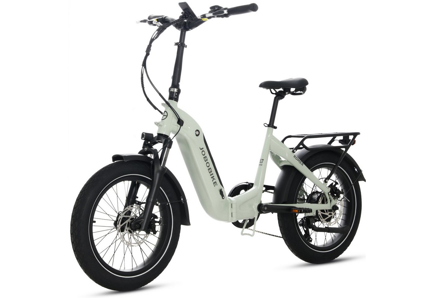 JOBOBIKE E-Bike Klapprad 20 Zoll Fatbike, 120km, Faltbarer Alurahmen, mit Bremslichtfunktion, 7 Gang Shimano, Heckmotor, 720 Wh, (Farbdisplay, Elektrofahrrad für Damen Herren, All-Terrain-E-Bike), Romer, 5 Stufen, 3,0-Zoll-CST-Breitreifen, E-Citybike, Scheibenbremsen