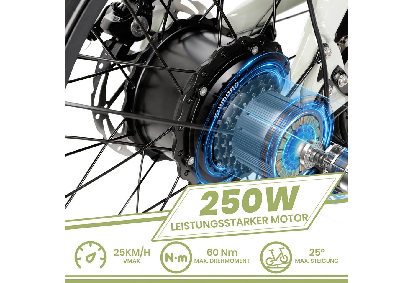 JOBOBIKE E-Bike Klapprad 20 Zoll Fatbike, 120km, Faltbarer Alurahmen, mit Bremslichtfunktion, 7 Gang Shimano, Heckmotor, 720 Wh, (Farbdisplay, Elektrofahrrad für Damen Herren, All-Terrain-E-Bike), Romer, 5 Stufen, 3,0-Zoll-CST-Breitreifen, E-Citybike, Scheibenbremsen Bild 2