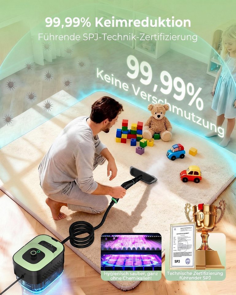 Fyrove Dampfreiniger Handdampfreiniger mit Zubehör für Küche, Bad & Fugen, 1500 W, mit Dampfpistole, Bürsten, flexiblem Schlauch & transparentem Tank Bild 3