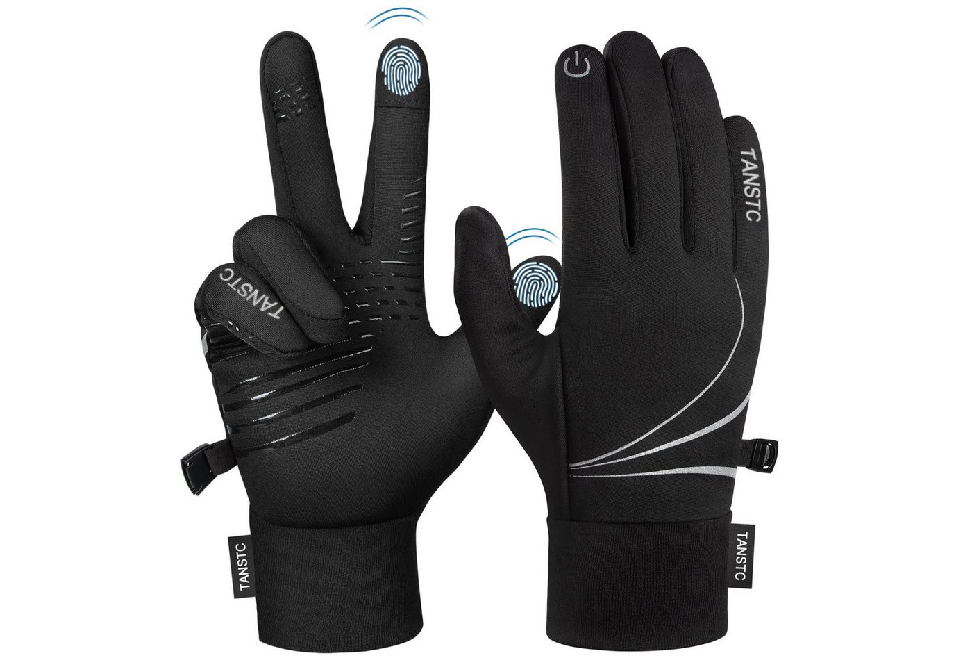 TANSTC Fahrradhandschuhe Winter Handschuhe Herren Damen Winterhandschuhe Thermohandschuhe (Set) Touchscreen,rutschfeste,reflektierende,wärme,leicht,winddicht Bild 4