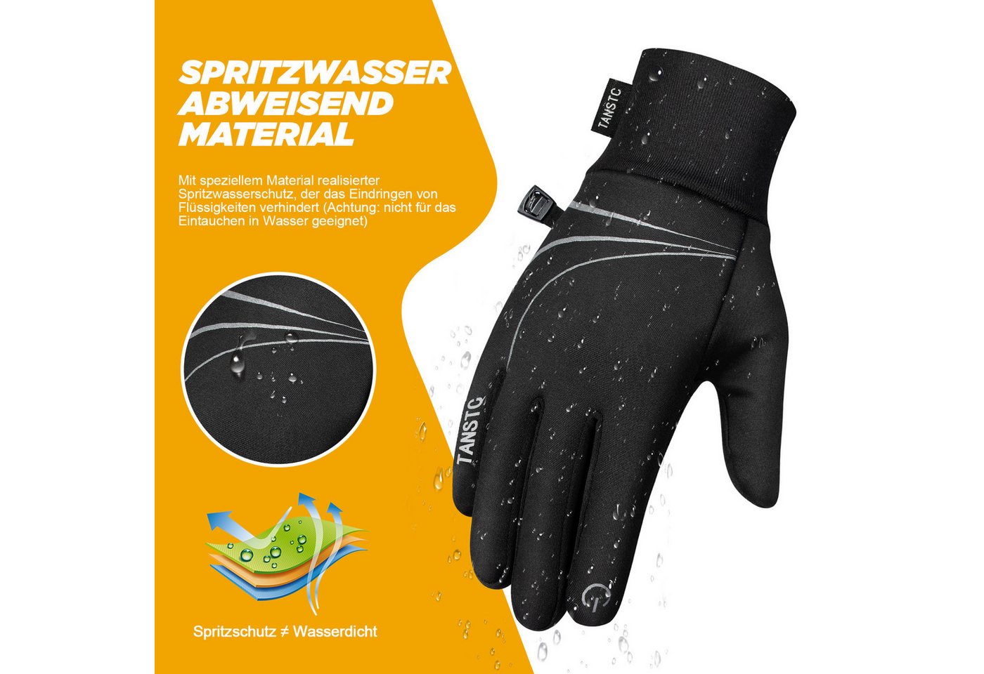 TANSTC Fahrradhandschuhe Winter Handschuhe Herren Damen Winterhandschuhe Thermohandschuhe (Set) Touchscreen,rutschfeste,reflektierende,wärme,leicht,winddicht Bild 5