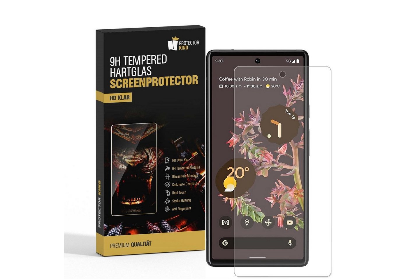Protectorking Schutzfolie 2x 9H Panzerglas für Google Pixel 7 Displayschutz, (1-Stück, 1-Set), Hoch Quailitative Temperiertes 9H Panzerglas HD ULTRA KLAR Bild 2