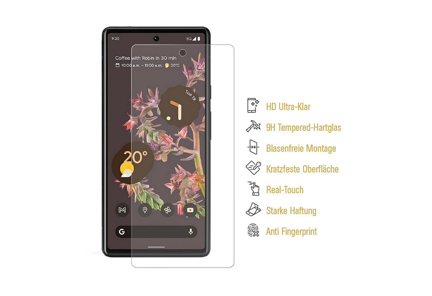 Protectorking Schutzfolie 2x 9H Panzerglas für Google Pixel 7 Displayschutz, (1-Stück, 1-Set), Hoch Quailitative Temperiertes 9H Panzerglas HD ULTRA KLAR Bild 3