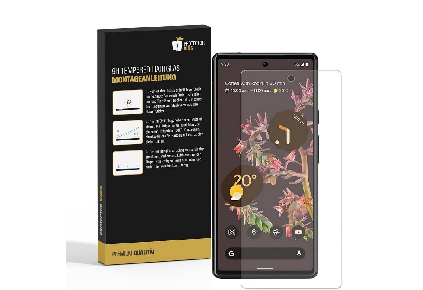 Protectorking Schutzfolie 2x 9H Panzerglas für Google Pixel 7 Displayschutz, (1-Stück, 1-Set), Hoch Quailitative Temperiertes 9H Panzerglas HD ULTRA KLAR Bild 4