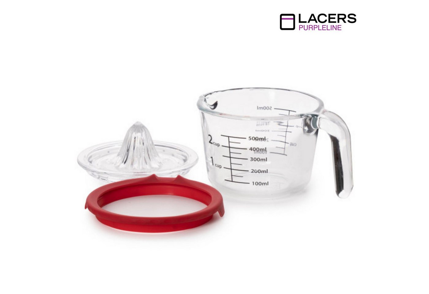 Lacers 2in1 Zitruspresse Zitruspresse Glas 500ml Saftpresse mit Messbecher, BPA-frei, Hochwertiges Glas, mit ml- und Cup-Skala, Leicht zu Reinigen Bild 3