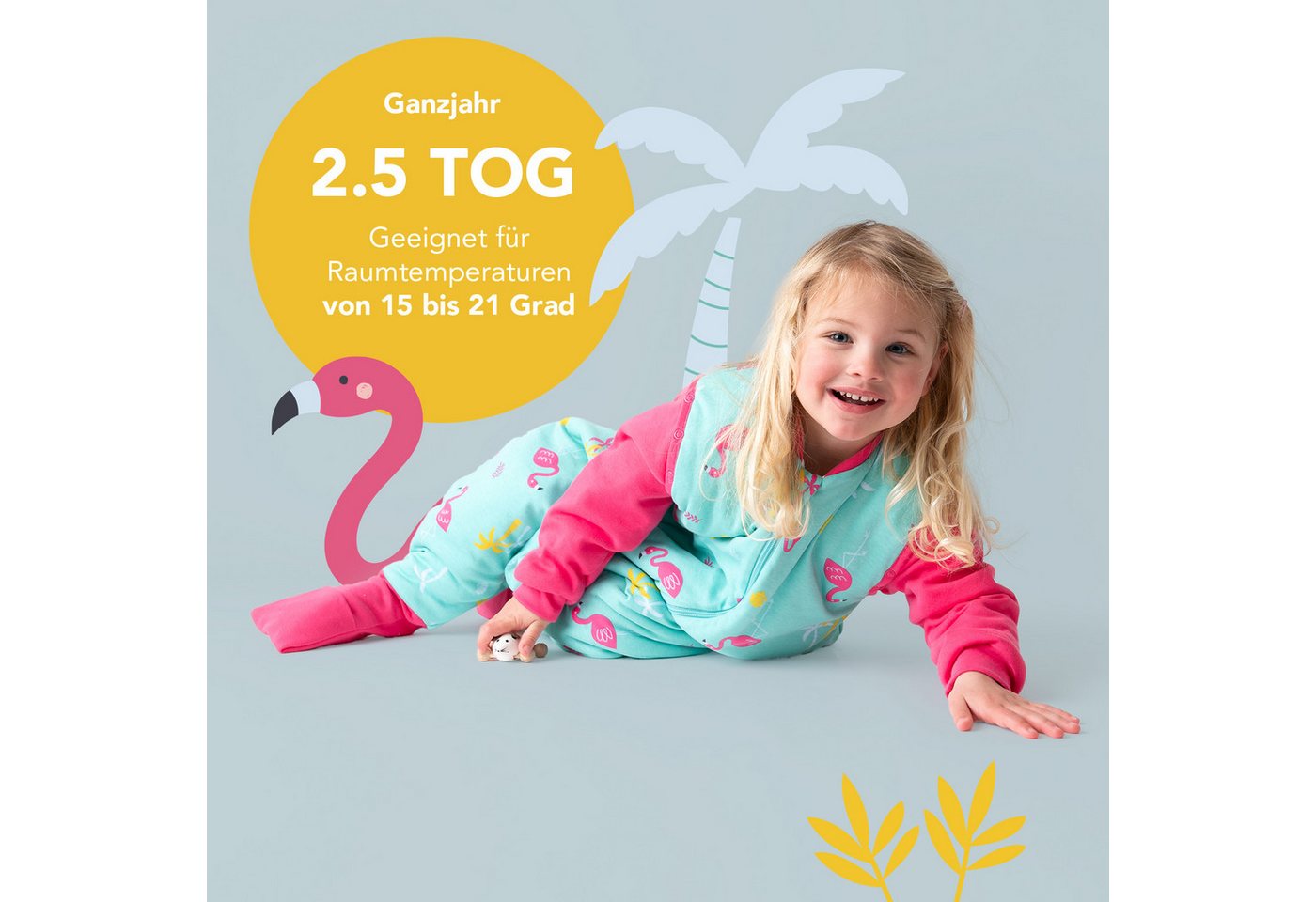 Schlummersack Kinderschlafsack Bio Schlafsack mit Füßen und umklappbaren Bündchen, 2.5 Tog Bild 4