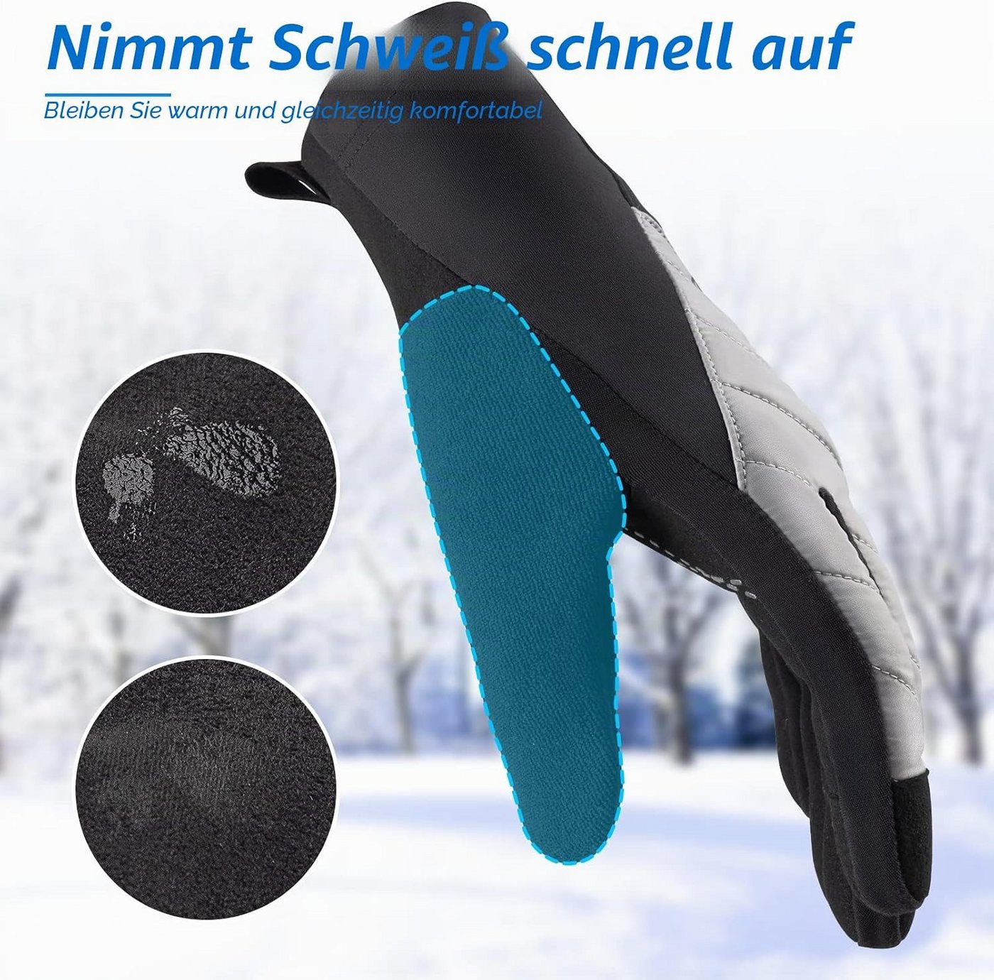 ROCKBROS Fahrradhandschuhe Winter-Herbst Thermo Vollfinger Fahrradhandschuhe Stoßfeste Bild 3