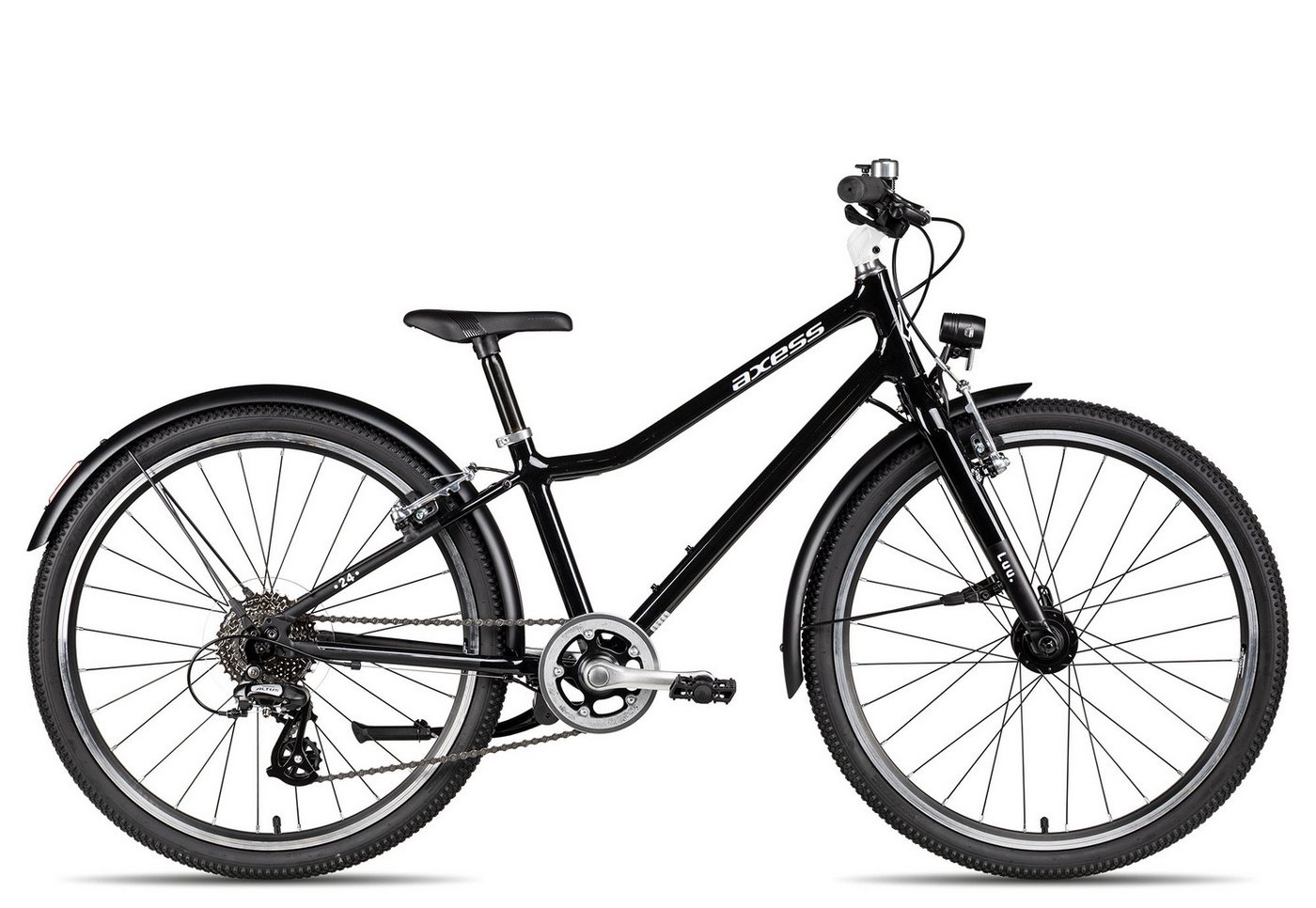 Axess Kinderfahrrad Axess LUU. 24 EQ, 8 Gang Shimano Altus RD-M310-L Schaltwerk, Kettenschaltung, leichter Aluminiumrahmen schwarz/grau Bild 2