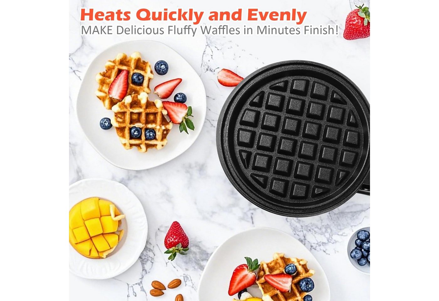 FELIXLEO Waffeleisen Mini Waffeleisen Belgische Waffelmaschine 10 cm 220 V
