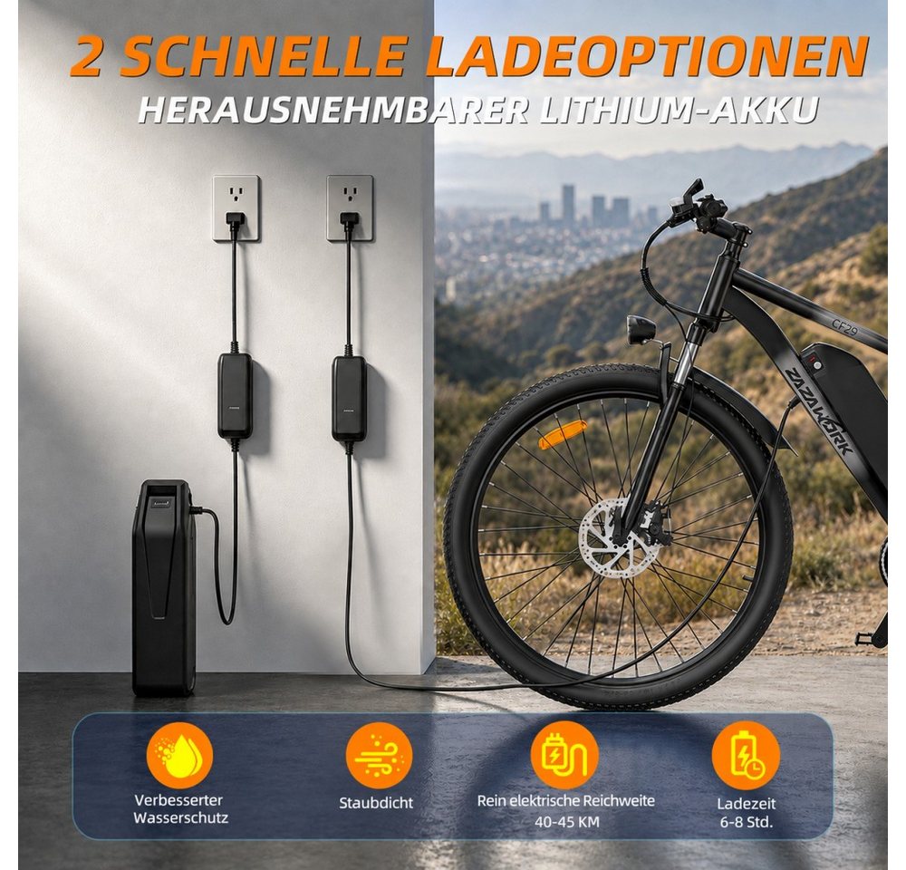 SSY E-Bike Elektrofahrrad fur Erwachsene, Heckmotor, (Komfortables E-Bike), 48V 15Ah herausnehmbarer Lithium-Akku
