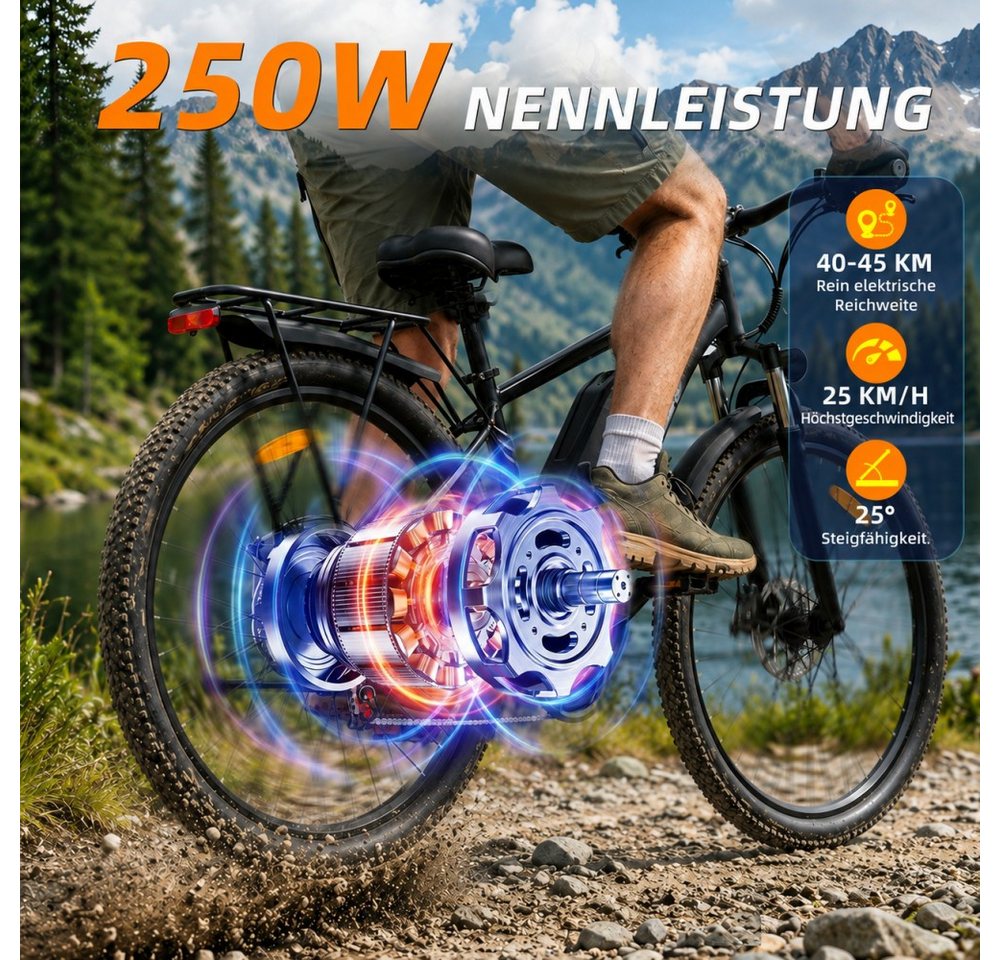 SSY E-Bike Elektrofahrrad fur Erwachsene, Heckmotor, (Komfortables E-Bike), 48V 15Ah herausnehmbarer Lithium-Akku Bild 3