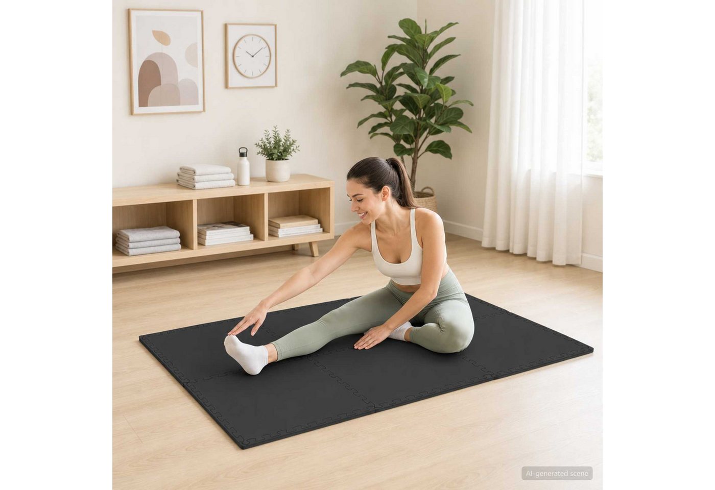 vidaXL Bodenmatte Fußmatten 24 stk. Schwarz 8,64 m² EVA-Schaum (24-St) Bild 2