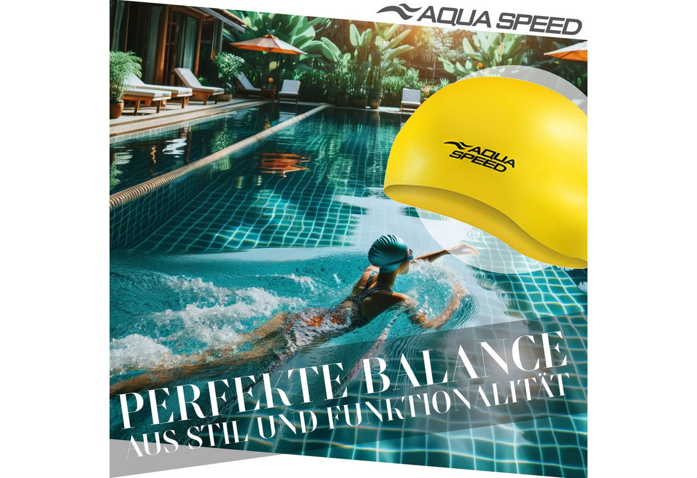 Aqua Speed Badekappe Badehaube mit klassischem Mono-Design Strapazierfähig & flexibel, Leicht & rutschfest – Komfort für Schwimmen & Aqua-Fitness