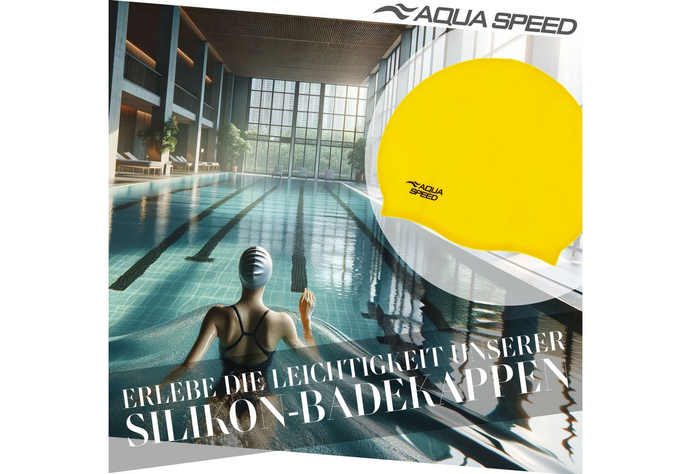 Aqua Speed Badekappe Badehaube mit klassischem Mono-Design Strapazierfähig & flexibel, Leicht & rutschfest – Komfort für Schwimmen & Aqua-Fitness Bild 3