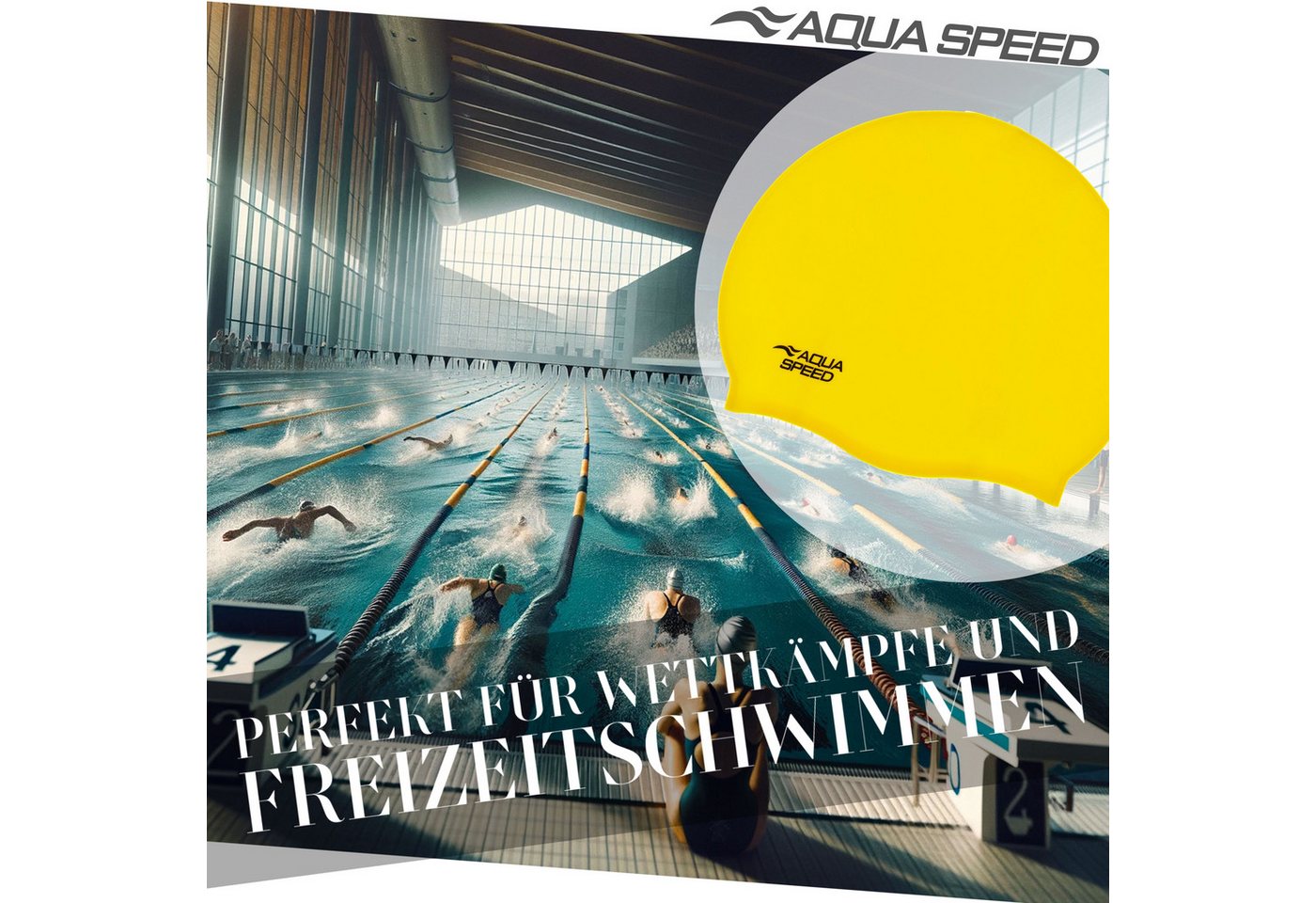Aqua Speed Badekappe Badehaube mit klassischem Mono-Design Strapazierfähig & flexibel, Leicht & rutschfest – Komfort für Schwimmen & Aqua-Fitness Bild 4