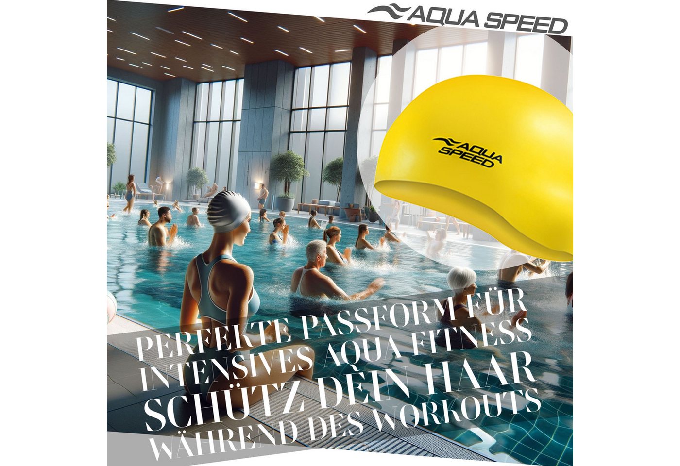 Aqua Speed Badekappe Badehaube mit klassischem Mono-Design Strapazierfähig & flexibel, Leicht & rutschfest – Komfort für Schwimmen & Aqua-Fitness Bild 5