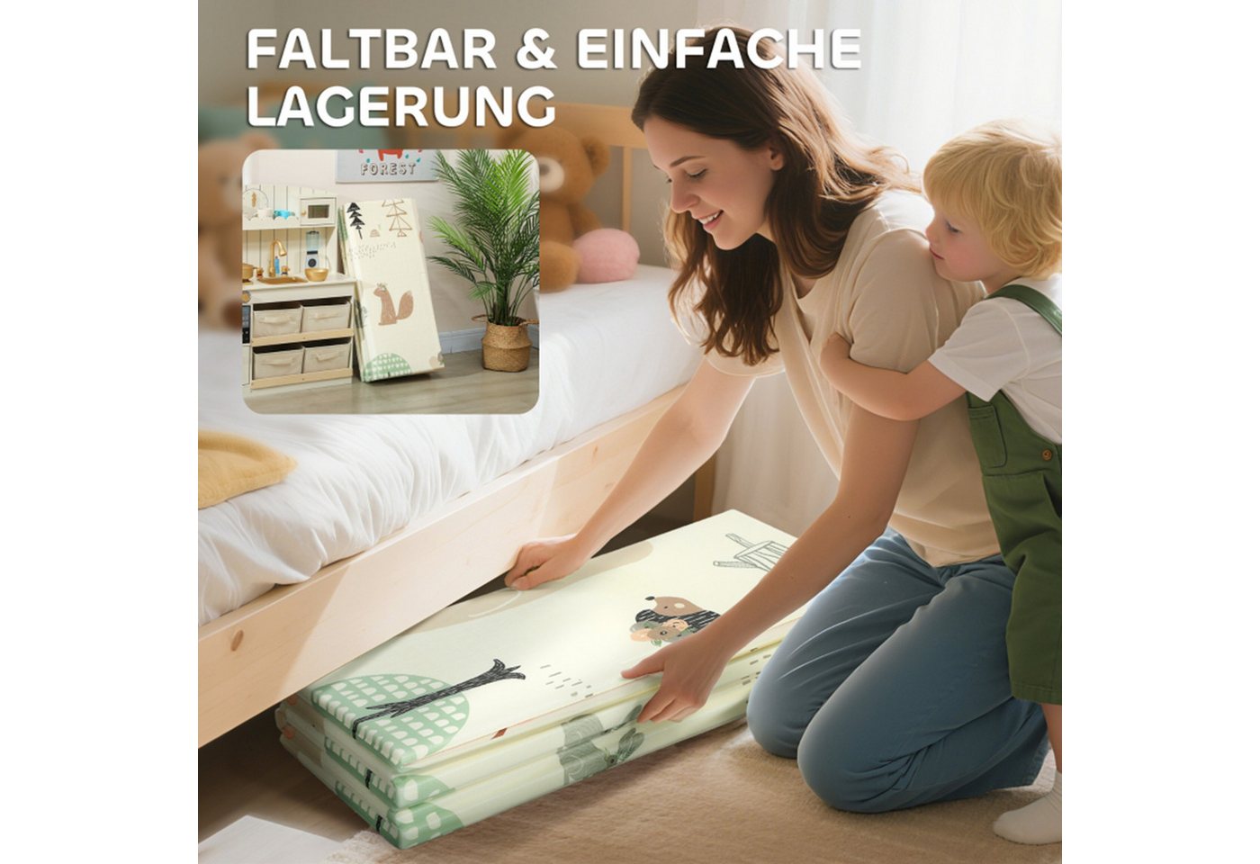 MC Star Spielmatte Baby 196 x 176 x 1,5 cm faltbar Doppelseitige Krabbelmatte Mehrfarbig Bild 2