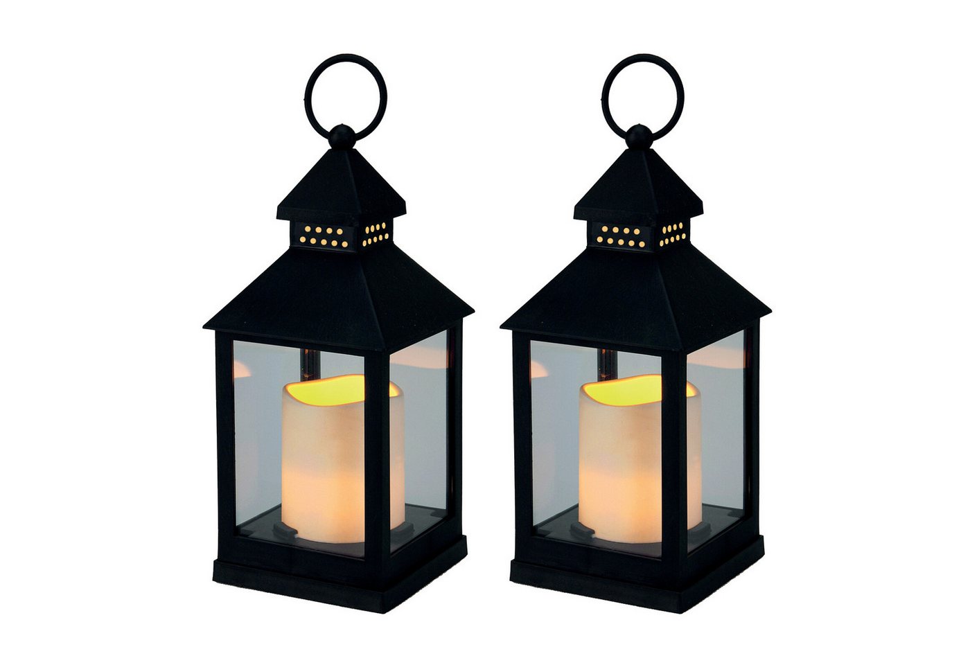 Mojawo Laterne 2x Laterne Windlicht Stalllaterne Gartenlaterne LED Kerze Timer H23cm