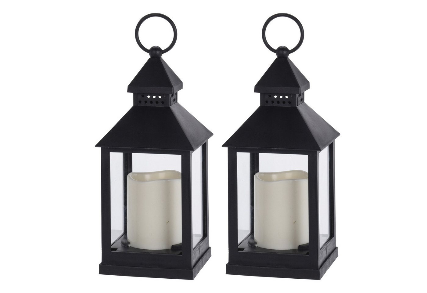Mojawo Laterne 2x Laterne Windlicht Stalllaterne Gartenlaterne LED Kerze Timer H23cm Bild 3