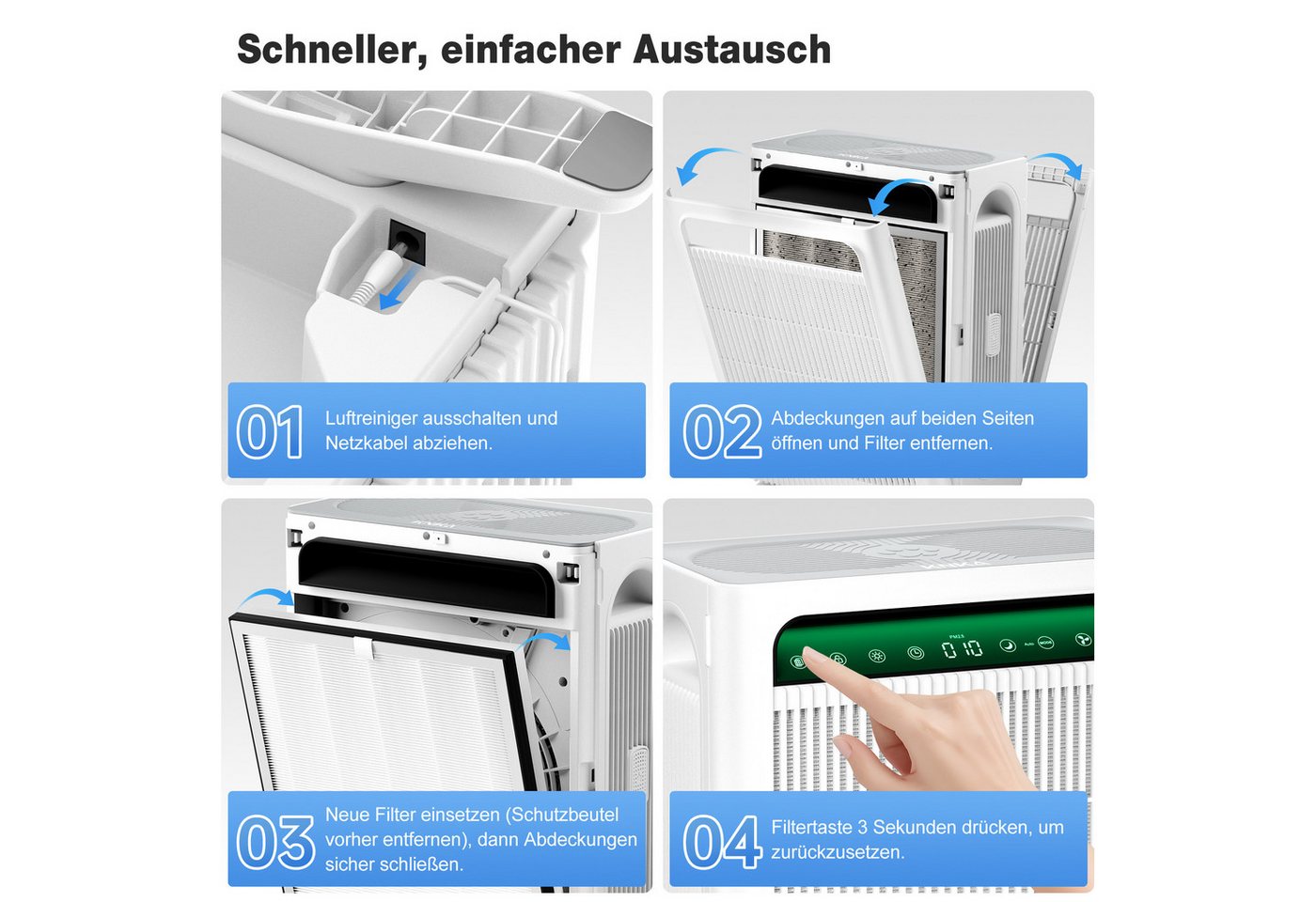 KNKA PRO Luftfilter HEPA Luftfilter Ersatzfilter für KNKA pro APH4000 Luftreiniger, 3-stufige Filtersystem,Originalfilter 2er-Set,3600 Stunden reine Luft