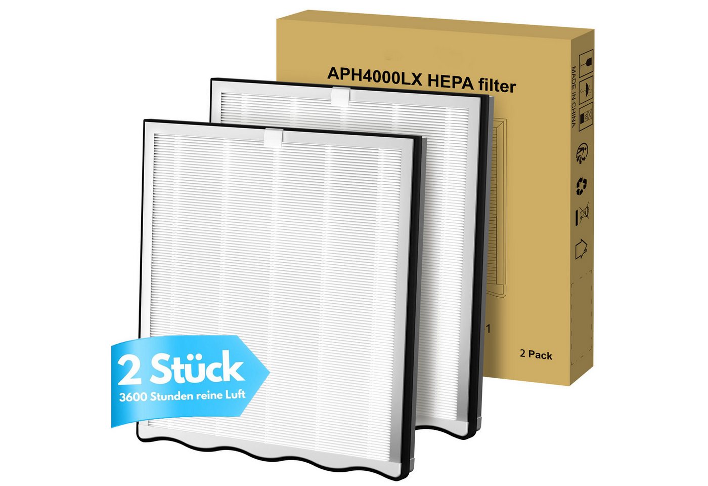 KNKA PRO Luftfilter HEPA Luftfilter Ersatzfilter für KNKA pro APH4000 Luftreiniger, 3-stufige Filtersystem,Originalfilter 2er-Set,3600 Stunden reine Luft Bild 2