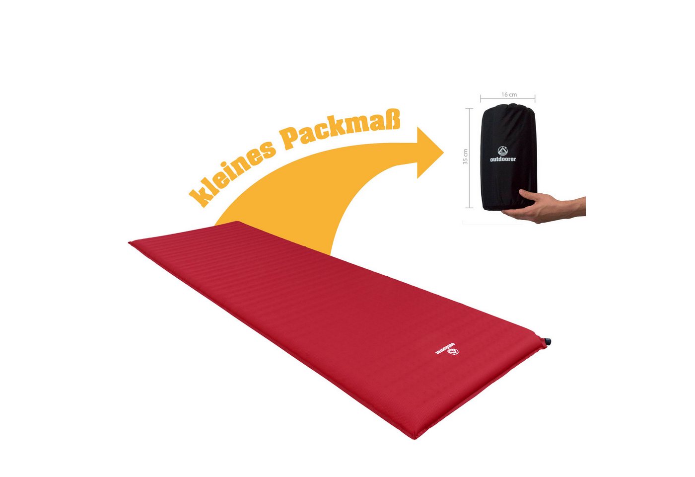 outdoorer Isomatte XXL Trek Bed 3 - groß & selbstaufblasend, Camping, Trekkingmatte mit R-Wert 4, bis -11° C - auch als Gästebett geeignet Bild 2