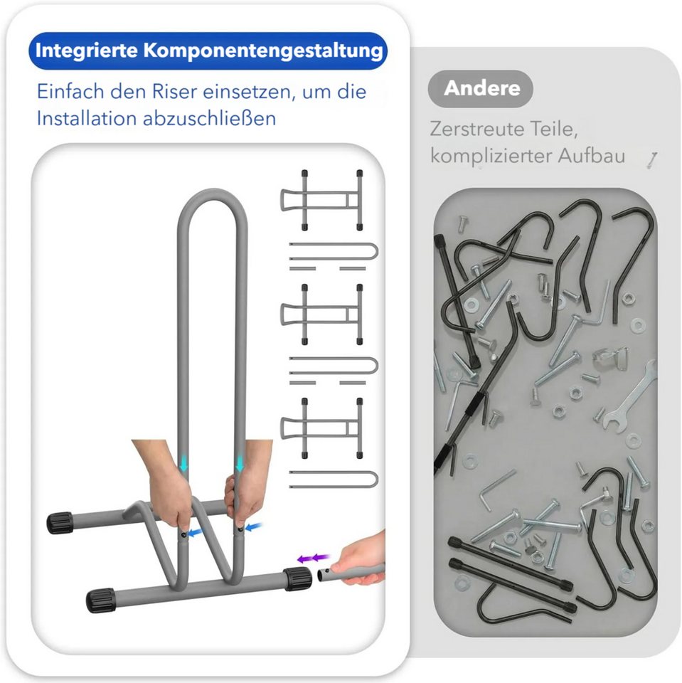 TLGREEN Fahrradständer Boden,Abnehmbar Bodenständer Fahrräder, (3-St., Reifenbreite bis 80 mm, Freistehend Fahrradhalter), Radständer für Mountainbike Rennrad MTB,Stabil,Schwarz